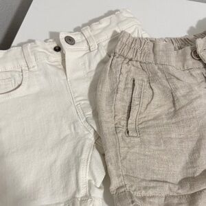 Zara Kids Cream and Tan Shorts Set